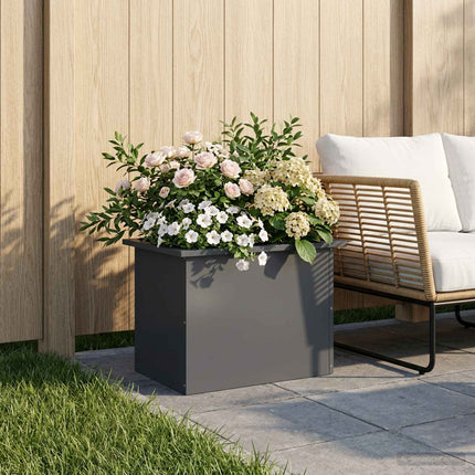 Plantekasse med LED Antracit 40 x 60 x 40 cm Stål