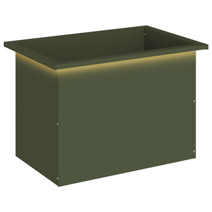 Plantekasse med LED Olivengrøn 40 x 60 x 40 cm Stål