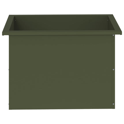 Plantekasse med LED 2 stk. Olivengrøn 40 x 60 x 40 cm Stål