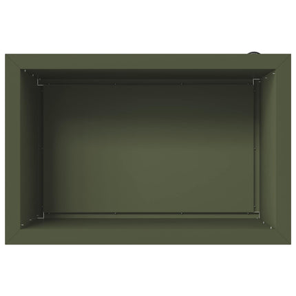 Plantekasse med LED 2 stk. Olivengrøn 40 x 60 x 40 cm Stål