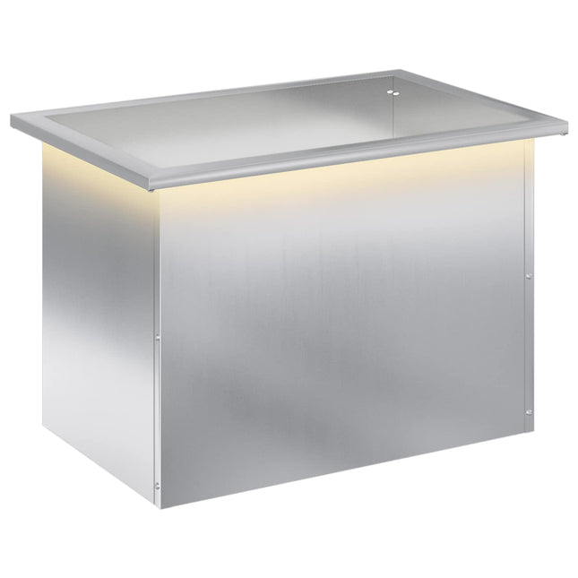 Plantekasse med LED Sølv 40 × 60 × 40 cm Galvaniseret stål