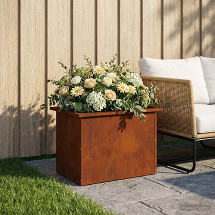 Plantekasse med LED Rusten 40 × 60 × 40 cm Cortenstål