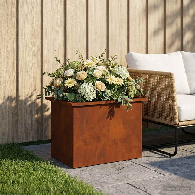 Plantekasse med LED Rusten 40 × 60 × 40 cm Cortenstål