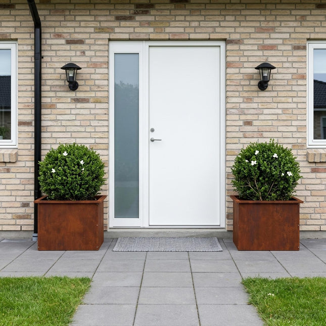 Plantekasse med LED 2 stk. Rusten 40 × 60 × 40 cm Cortenstål