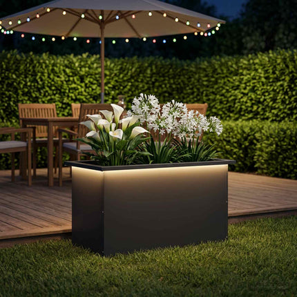Plantekasse med LED Sort 40 x 80 x 40 cm Stål