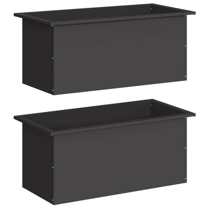 Plantekasse med LED 2 stk. Sort 40 x 80 x 40 cm Stål
