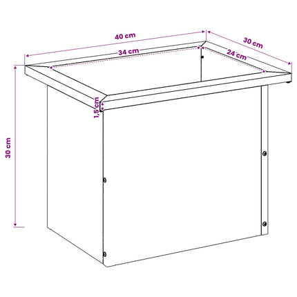 Plantekasse med LED 2 stk. Sort 40 x 80 x 40 cm Stål