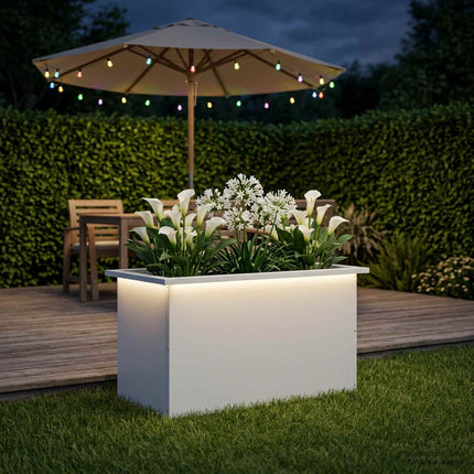 Plantekasse med LED Hvid 40 x 80 x 40 cm Stål