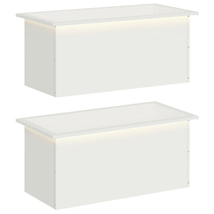 Plantekasse med LED 2 stk. Hvid 40 x 80 x 40 cm Stål