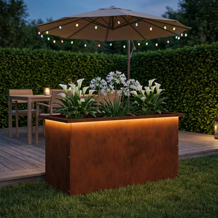 Plantekasse med LED Rusten 40 x 80 x 40 cm Cortenstål