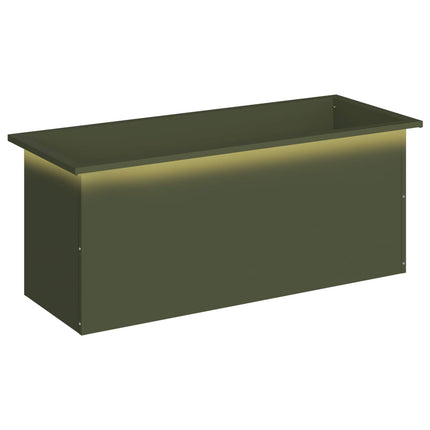 Plantekasse med LED Olivengrøn 40 × 100 × 40 cm Stål