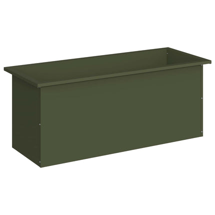 Plantekasse med LED Olivengrøn 40 × 100 × 40 cm Stål