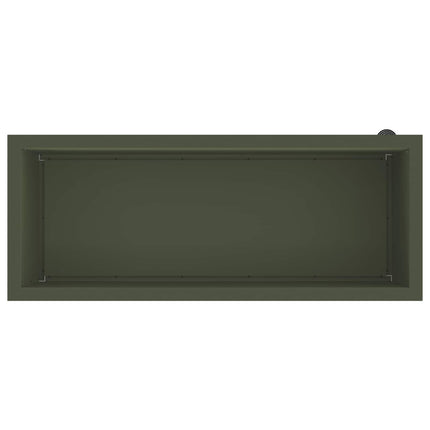 Plantekasse med LED 2 stk. Olivengrøn 40 × 100 × 40 cm Stål