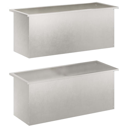 Plantekasse med LED 2 stk. Sølv 40 × 100 × 40 cm Rustfrit stål
