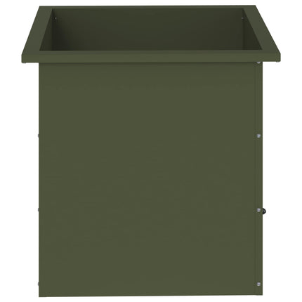 Plantekasse med LED Olivengrøn 50 × 50 × 48 cm Stål