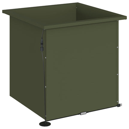Plantekasse med LED 2 stk. Olivengrøn 50 × 50 × 48 cm Stål