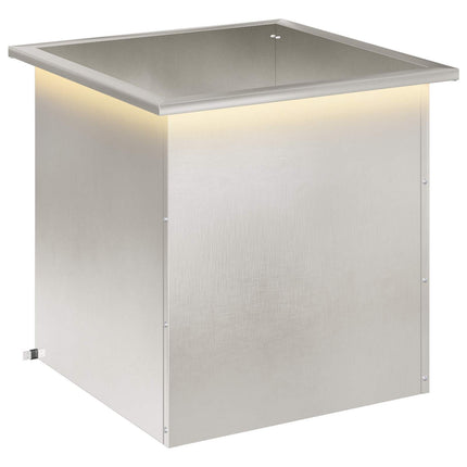 Plantekasse med LED Sølv 50 × 50 × 48 cm Rustfrit stål
