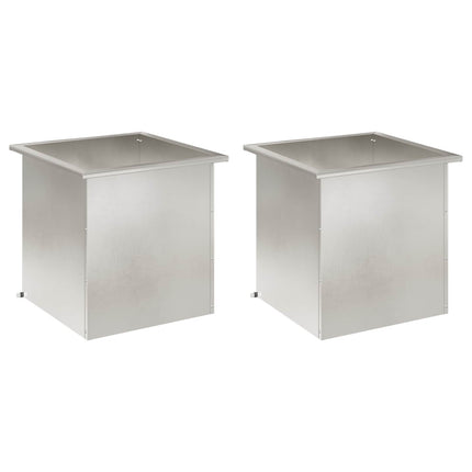 Plantekasse med LED 2 stk. Sølv 50 × 50 × 48 cm Rustfrit stål