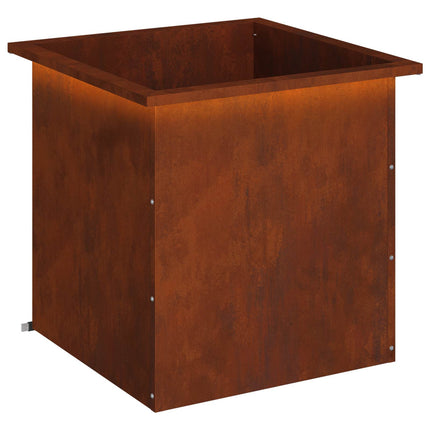 Plantekasse med LED Rusten 50 × 50 × 48 cm Cortenstål