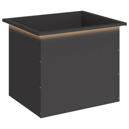 Plantekasse med LED Sort 50 x 60 x 48 cm Stål