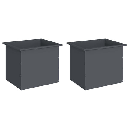 Plantekasse med LED 2 stk. Antracit 50 x 60 x 48 cm Stål