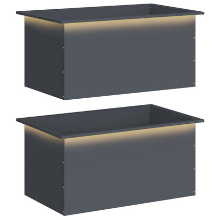 Plantekasse med LED 2 stk. Antracit 50 × 80 × 48 cm Stål