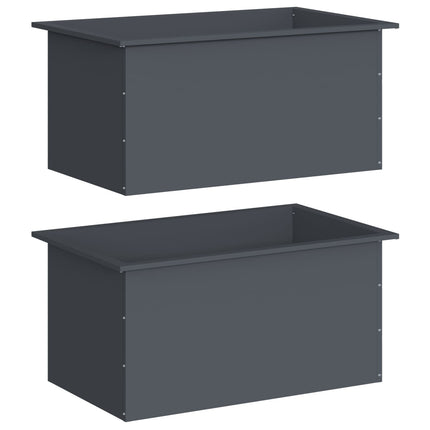 Plantekasse med LED 2 stk. Antracit 50 × 80 × 48 cm Stål