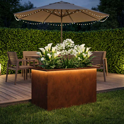 Plantekasse med LED Rusten 50 × 80 × 48 cm Cortenstål