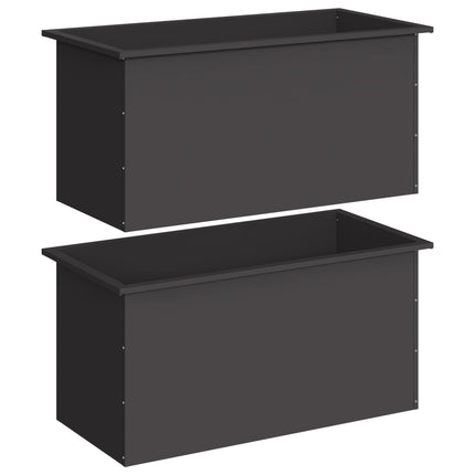 Plantekasse med LED 2 stk. Sort 50 × 100 × 48 cm Stål