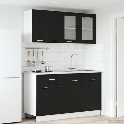 Køkken enhed LYON 4 pcs Sort eg Konstrueret træ