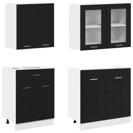 Køkken enhed LYON 4 pcs Sort eg Konstrueret træ