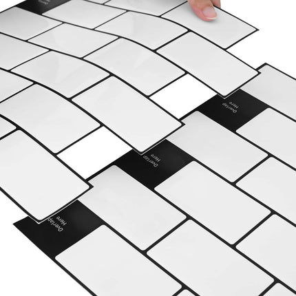 Subway flise 10 pcs Hvid sort 30 x 30 cm Polyurethan og PET