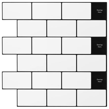 Subway flise 10 pcs Hvid sort 30 x 30 cm Polyurethan og PET