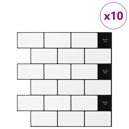 Subway flise 10 pcs Hvid sort 30 x 30 cm Polyurethan og PET