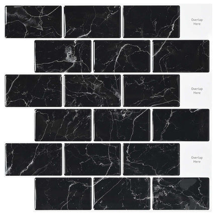 Subway flise 20 pcs Sort marmor 30 x 30 cm Polyurethan og PET
