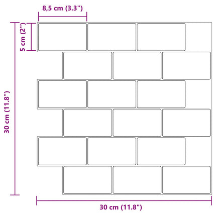 Subway flise 20 pcs Sort marmor 30 x 30 cm Polyurethan og PET