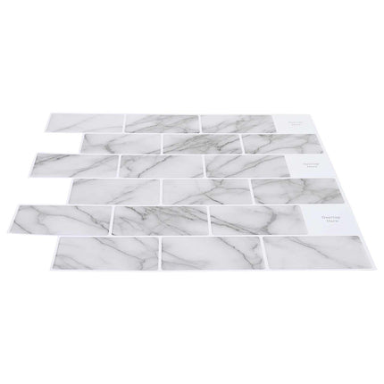 Subway flise 10 pcs Hvid marmor 30 x 30 cm Polyurethan og PET