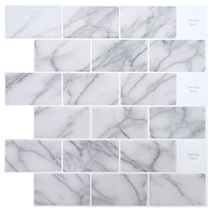 Subway flise 10 pcs Hvid marmor 30 x 30 cm Polyurethan og PET