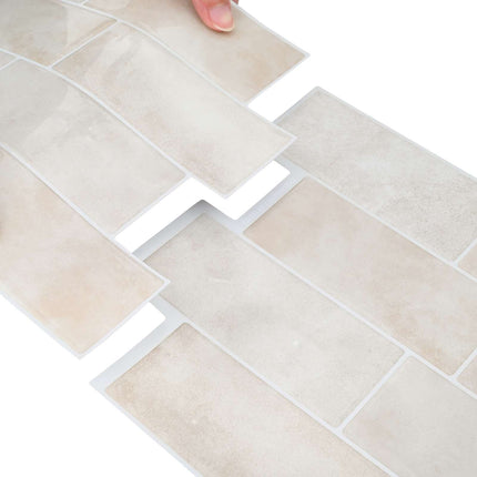 Subway flise 10 pcs Beige marmor 29 x 21 cm Polyurethan og PET