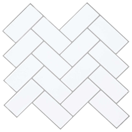 Fiskebensflise 50 pcs Hvid grå 30 x 30 cm Polyurethan og PET