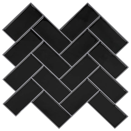 Fiskebensflise 10 pcs Sort 30 x 30 cm Polyurethan og PET