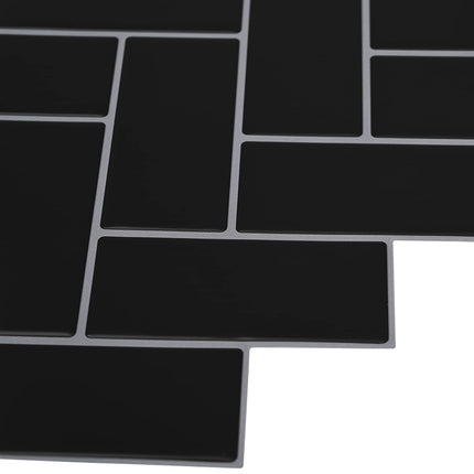 Fiskebensflise 10 pcs Sort 30 x 30 cm Polyurethan og PET