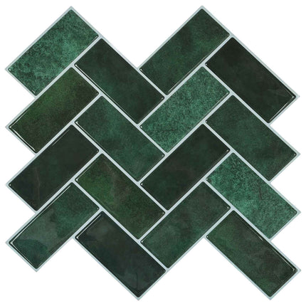 Fiskebensflise 20 pcs Mørkegrøn 30 x 30 cm Polyurethan og PET
