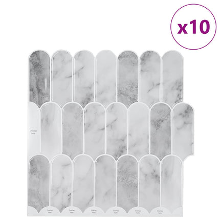 Fjerflise 10 pcs Grå Marmor 30 x 30 cm Polyurethan og PET