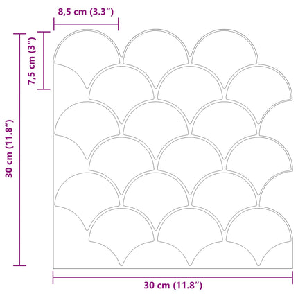 Fiskeskala Flise 10 pcs Hvid 30 x 30 cm Polyurethan og PET
