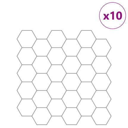 Hexagon flise 10 pcs Hvid grå 30 x 30 cm Polyurethan og PET