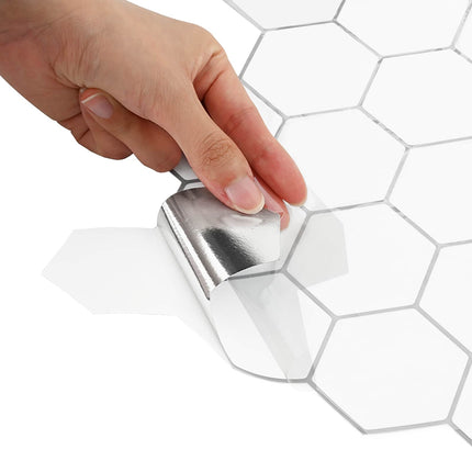 Hexagon flise 50 pcs Hvid grå 30 x 30 cm Polyurethan og PET