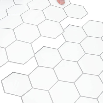 Hexagon flise 50 pcs Hvid grå 30 x 30 cm Polyurethan og PET