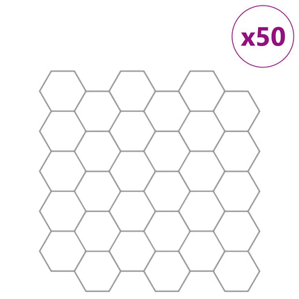 Hexagon flise 50 pcs Hvid grå 30 x 30 cm Polyurethan og PET