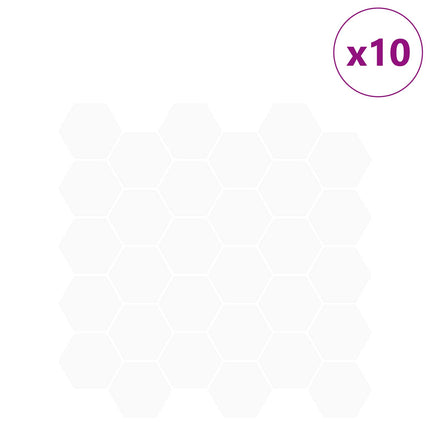 Hexagon flise 10 pcs Hvid 30 x 30 cm Polyurethan og PET
